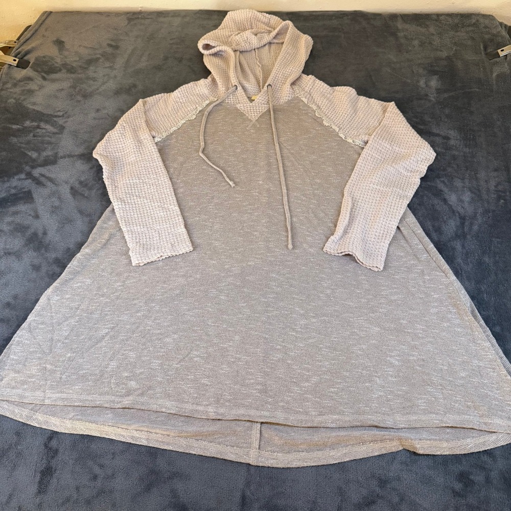 Kori America Hoodie Dress Beige Long Sleeve Casual Stretch Womens Small